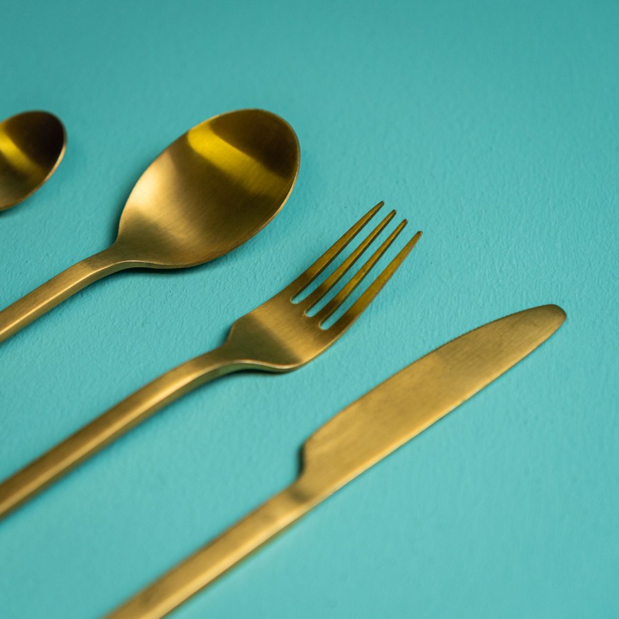 Geschirr Werns | 4Er Besteckset Golden Cutlery, Gold, Edelstahl 18/10, 25X17X3Cm