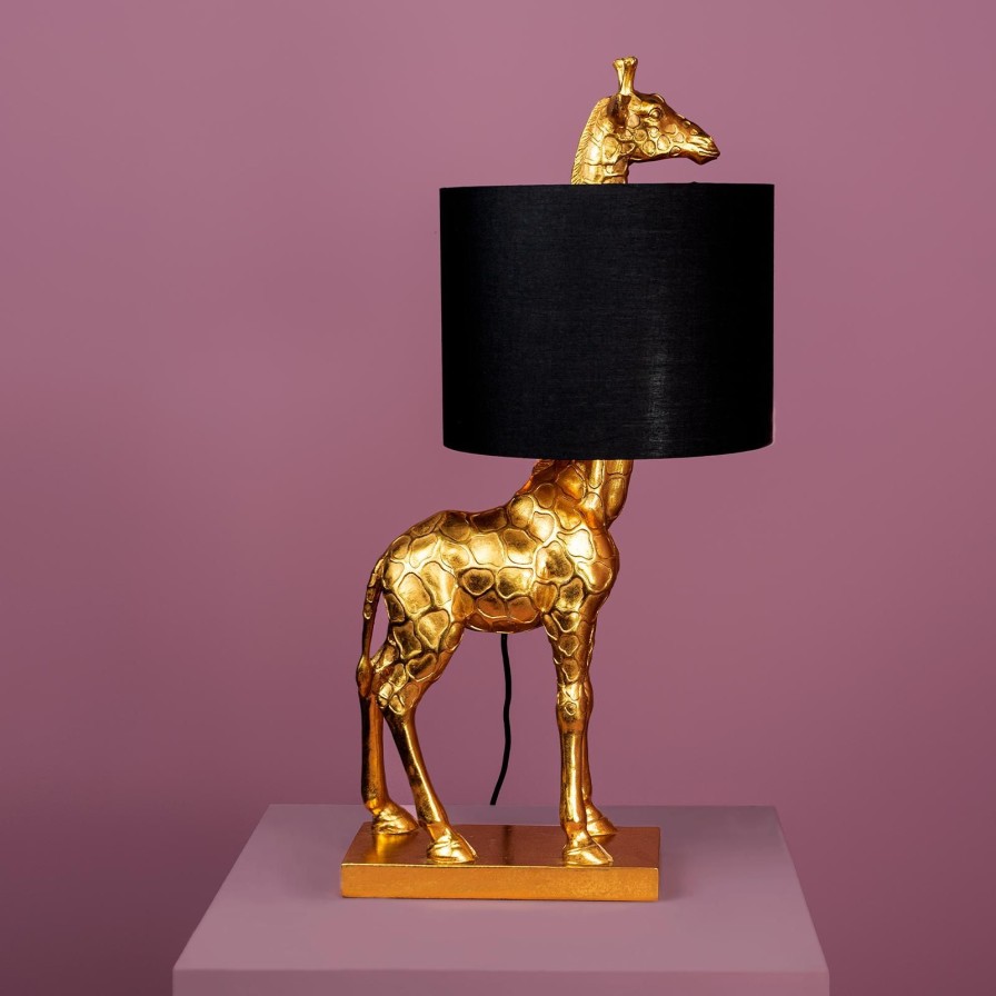 Tierleuchten Werns | Tischleuchte Giraffe Lucie, Gold, Polyresin, 35X28X70 Cm, E27