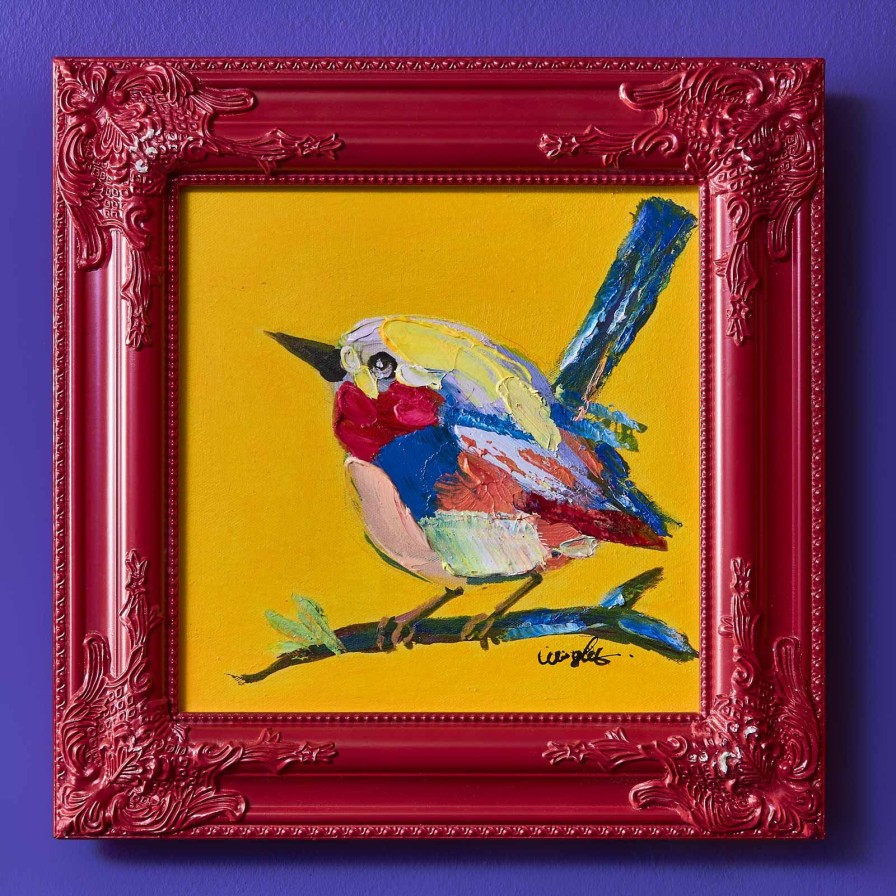 Wall Art Werns | Gemalde Vogel Birdy, Gelb - Farbe: Gelb