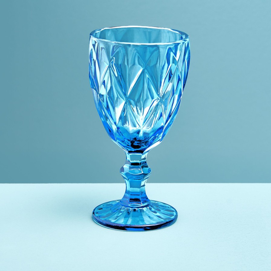 Geschirr Werns | 4Er-Set Weinglas, Blau, Glas, 9 X 17 Cm