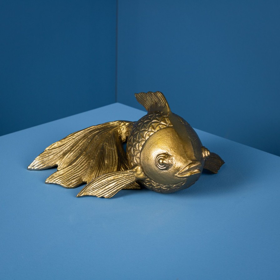 Accessoires Werns | Wandfigur Goldfisch, Gold, Aluminium, 27X17X12 Cm