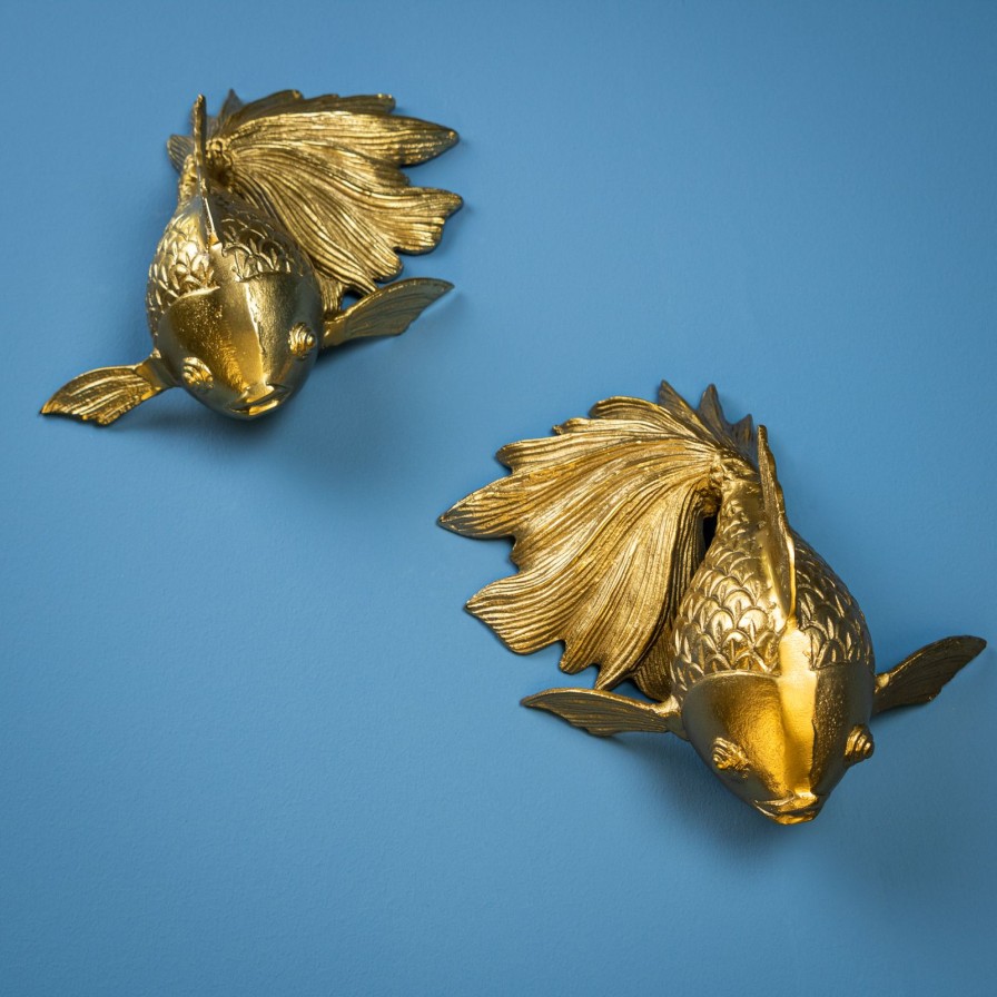 Accessoires Werns | Wandfigur Goldfisch, Gold, Aluminium, 27X17X12 Cm