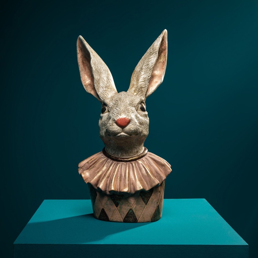 Accessoires Werns | Dekofigur Hase Heinz, Apricot-Creme-Gold, Polyresin, 27X23X50 Cm