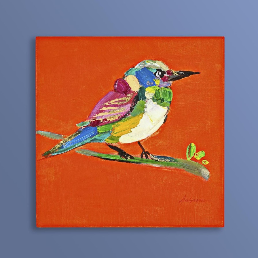 Wall Art Werns | Gemalde Vogel Birdy, Rot - Farbe: Rot