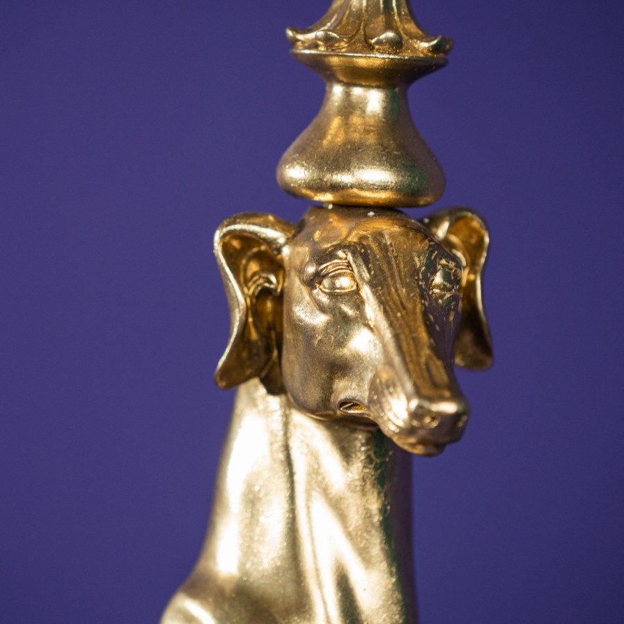 Accessoires Werns | Kerzenleuchter Hund Gregory, The Greyhound, Gold, Polyresin, 26X17X75 Cm