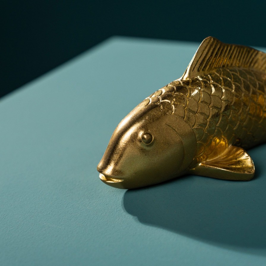 Accessoires Werns | Deko Fisch, Gold, Polyresin, 24X9,5X9,5 Cm