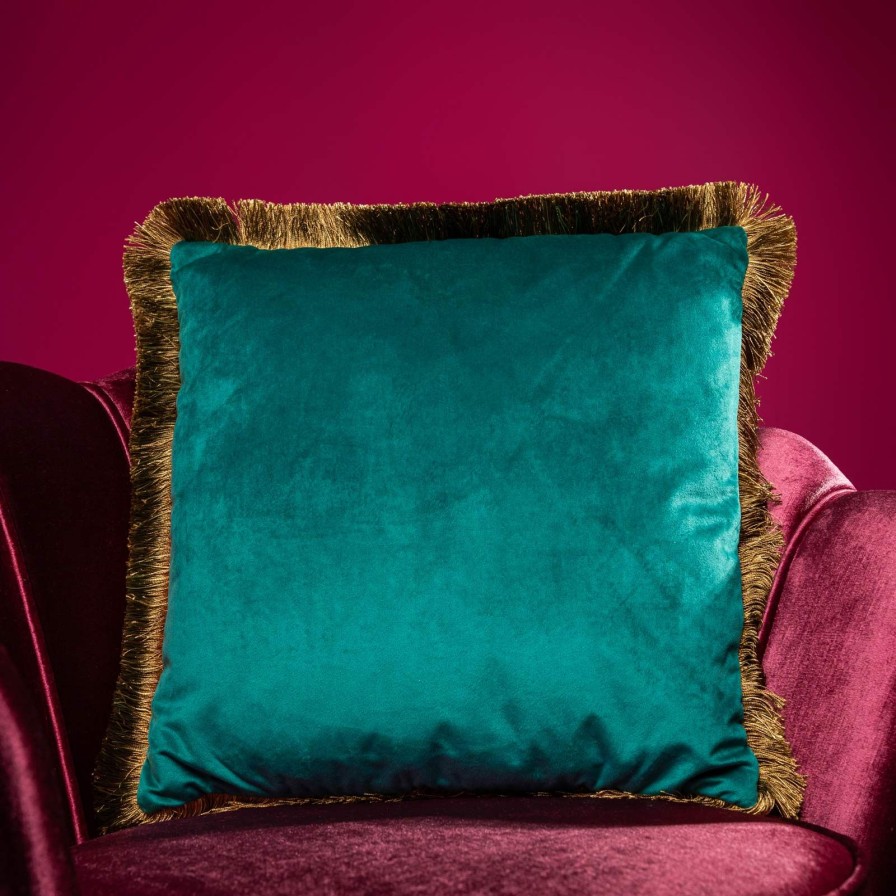 Accessoires Werns | Samtkissen Velvet Cushion, Turkis, Polyester, 45X45Cm