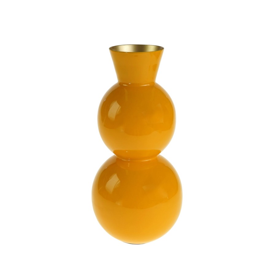 Accessoires Werns | Vase Bubbles, Orange-Gold, Geometrisch, Kugelformig, Metall, Emailliert, 15X15X32Cm