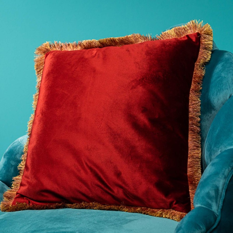 Accessoires Werns | Samtkissen Velvet Cushion, Rot, Polyester, 45X45Cm