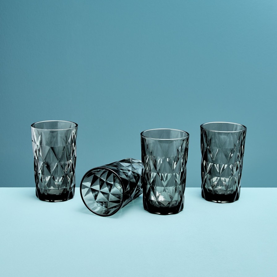 Geschirr Werns | 4Er-Set Longdrinkglas, Grau, Glas, 8X13 Cm