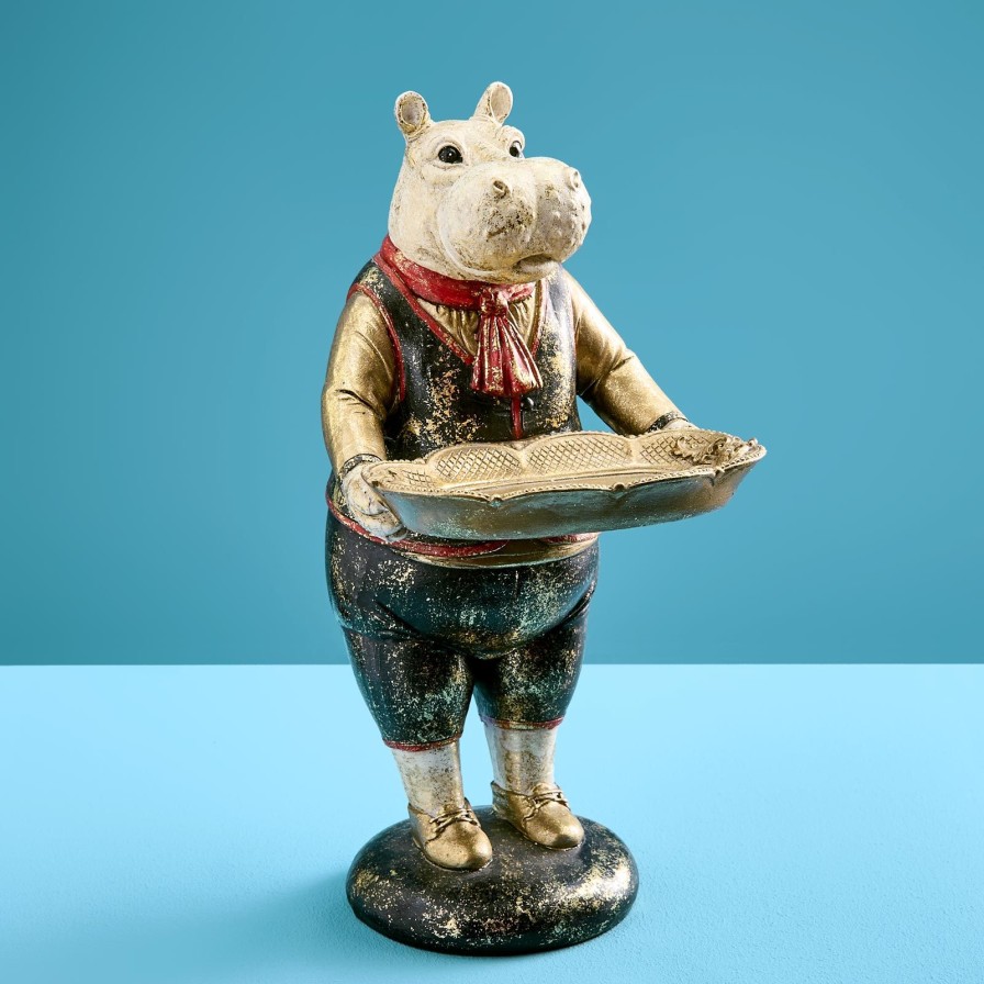 Accessoires Werns | Kartenhalter / Tierfigur Nilpferd Hippo, Polyresin, 18X14X29 Cm