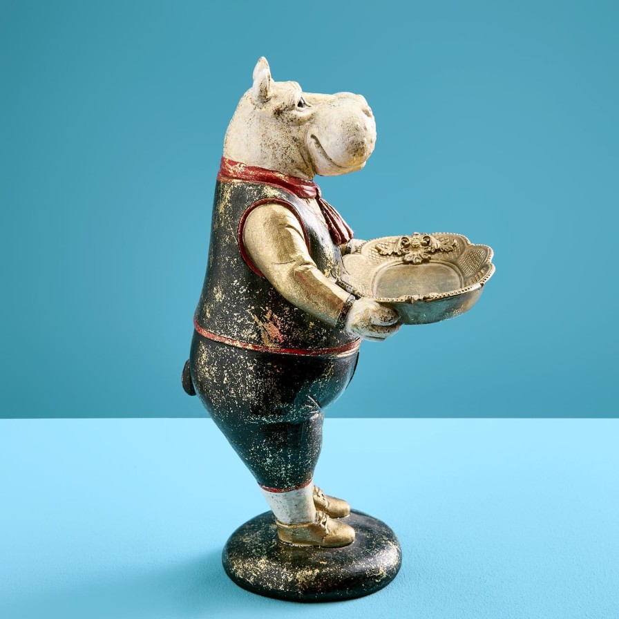 Accessoires Werns | Kartenhalter / Tierfigur Nilpferd Hippo, Polyresin, 18X14X29 Cm