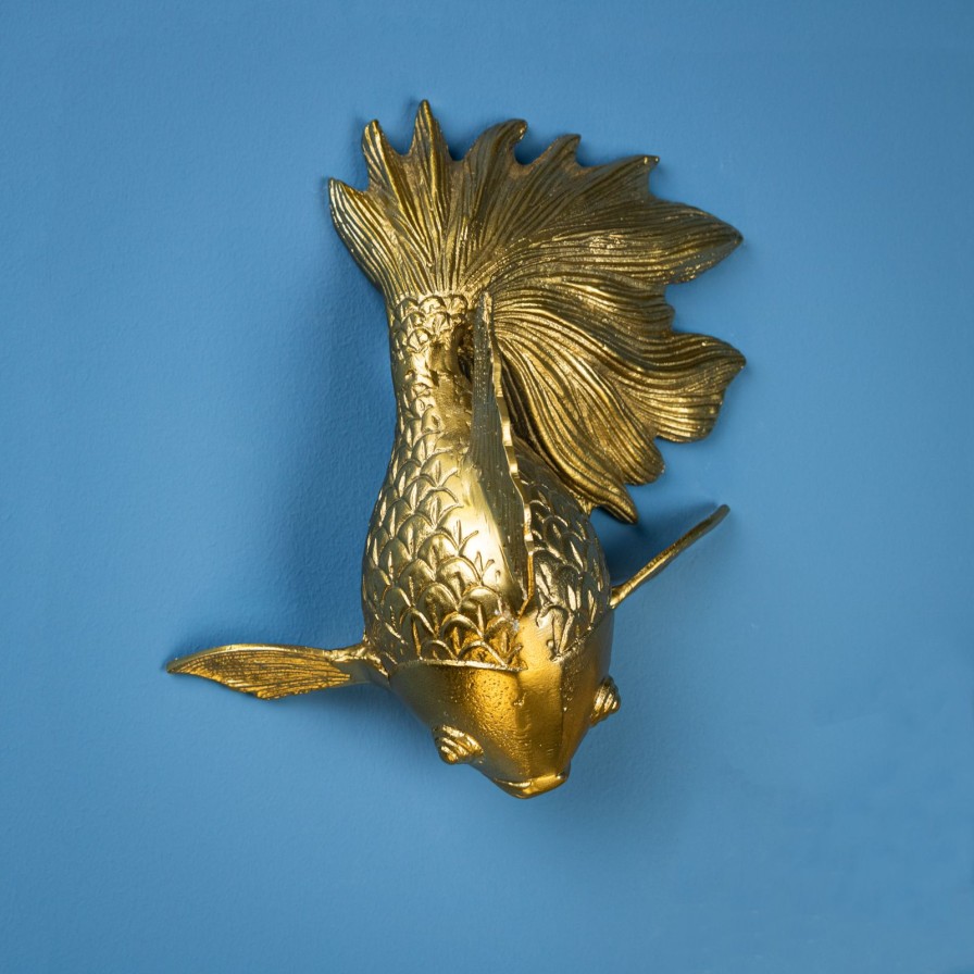 Accessoires Werns | Wandfigur Goldfisch, Gold, Aluminium, 26X17X11 Cm