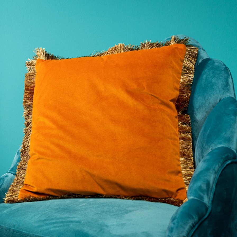 Accessoires Werns | Samtkissen Velvet Cushion, Orange, Polyester, 45X45Cm