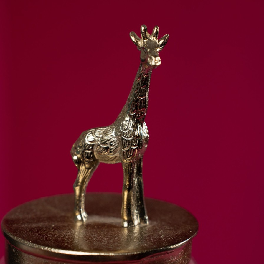 Accessoires Werns | Deko Dose Giraffe, Klar-Gold, Glas/Aluminium, 12X12X26 Cm