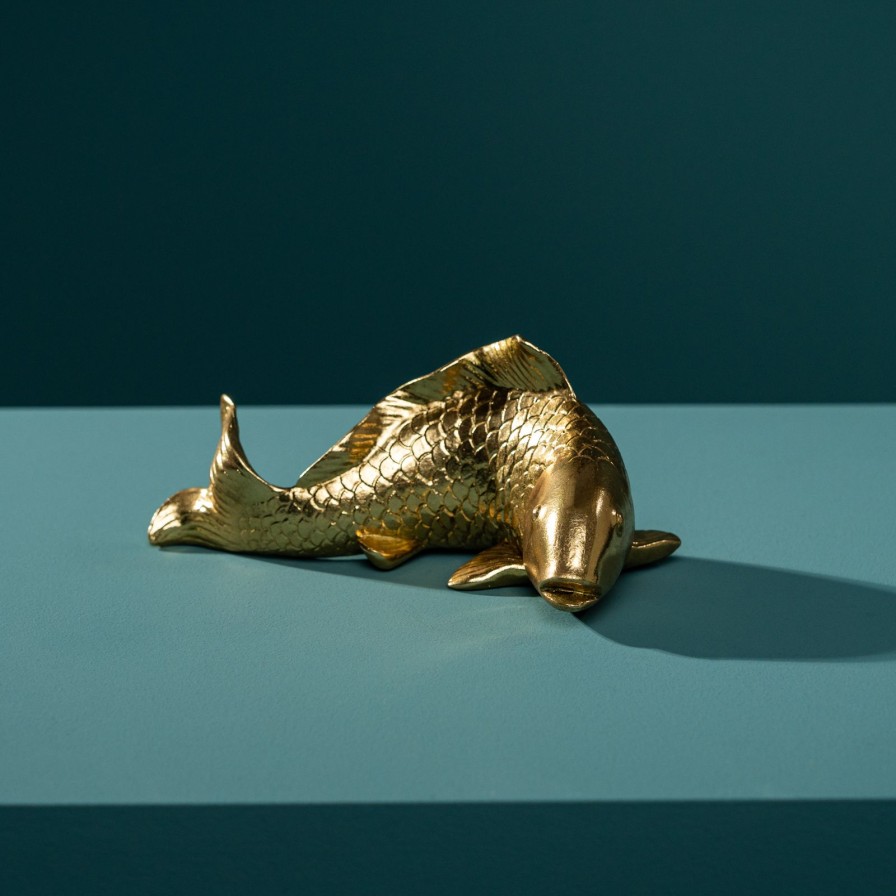 Accessoires Werns | Deko Fisch, Gold, Polyresin, 21X10,5X9,5Cm