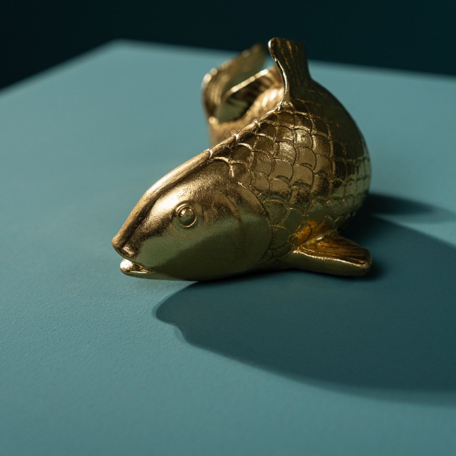 Accessoires Werns | Deko Fisch, Gold, Polyresin, 21X10,5X9,5Cm