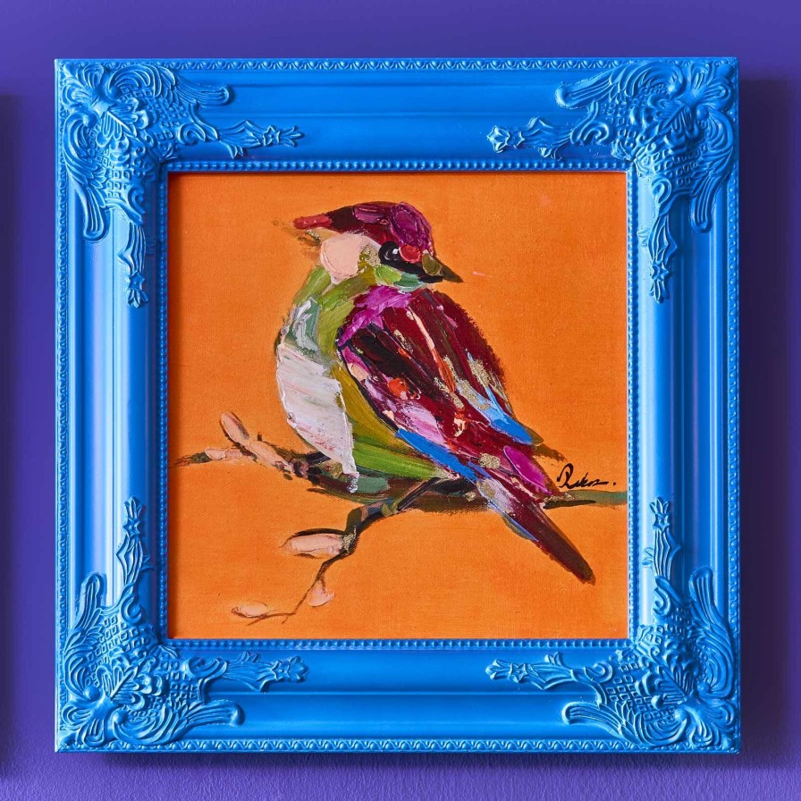 Wall Art Werns | Gemalde Vogel Birdy, Orange - Farbe: Orange