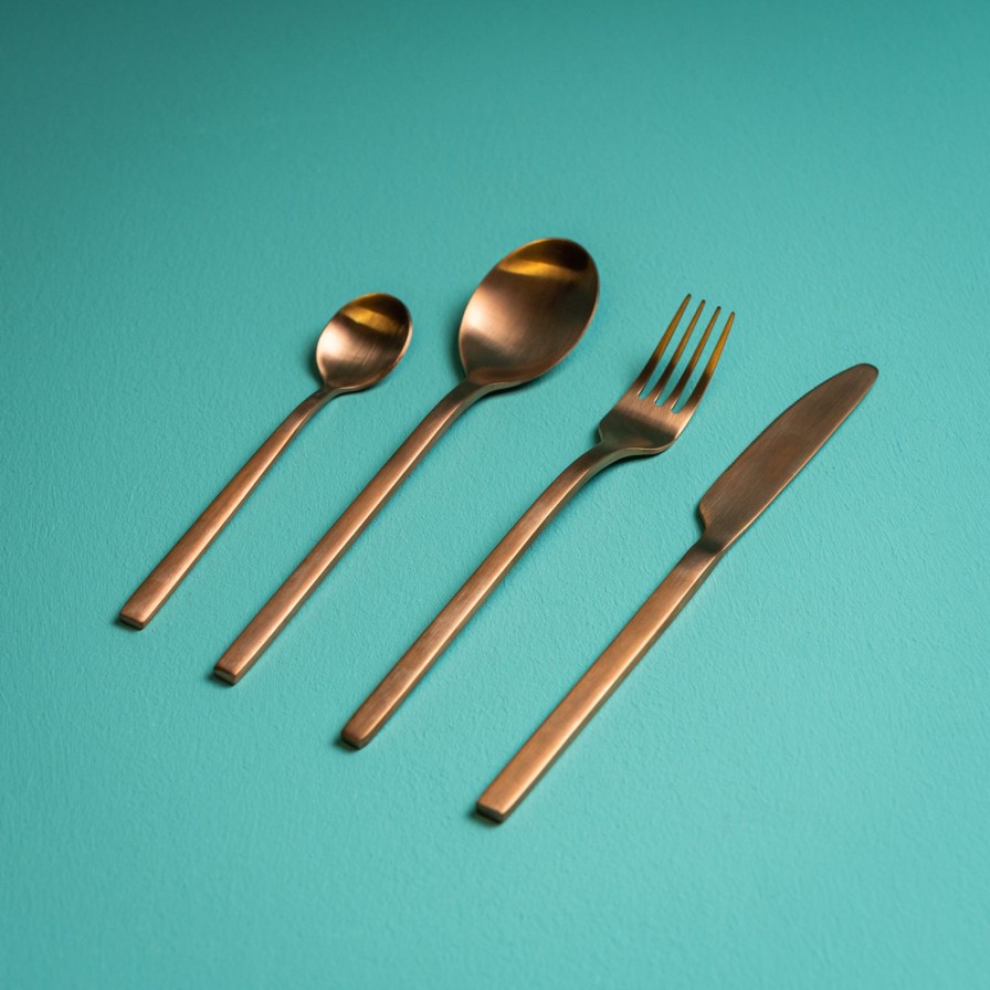 Geschirr Werns | 4Er Besteckset Copper Cutlery, Kupferfarben, Edelstahl 18/10, 25X17X3Cm