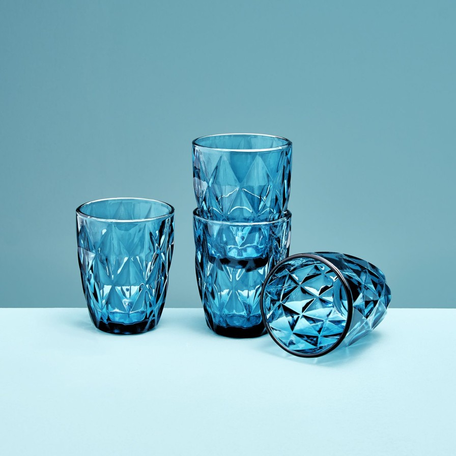 Geschirr Werns | 4Er-Set Wasserglas, Blau, Glas, 8X10 Cm