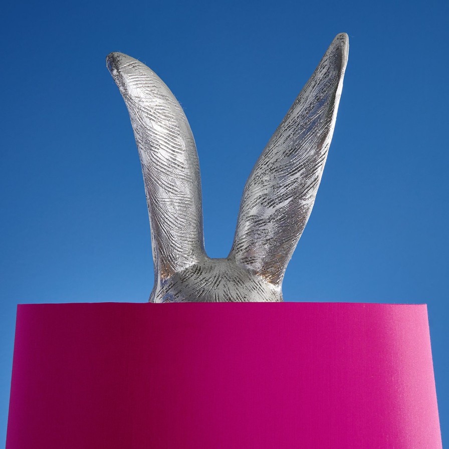 Tierleuchten Werns | Stehleuchte Hase Hiding Rabbit®, Magenta-Silber, Polyresin, 38.5X38.5X115Cm, E27 - Farbe: Magenta