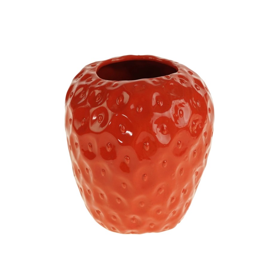 Accessoires Werns | Vase Erdbeere, Rot, Keramik, Glasiert, 15,5X15,5X16,5Cm