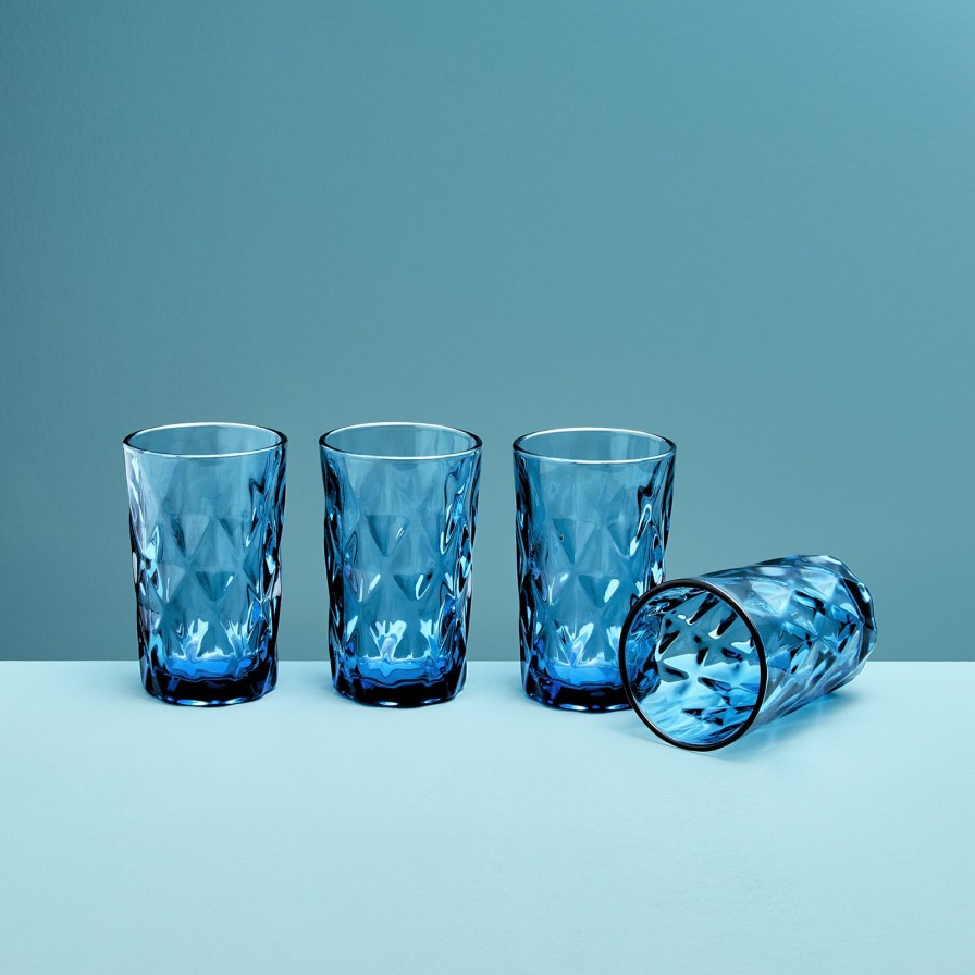 Geschirr Werns | 4Er-Set Longdrinkglas, Blau, Glas, 8X13 Cm