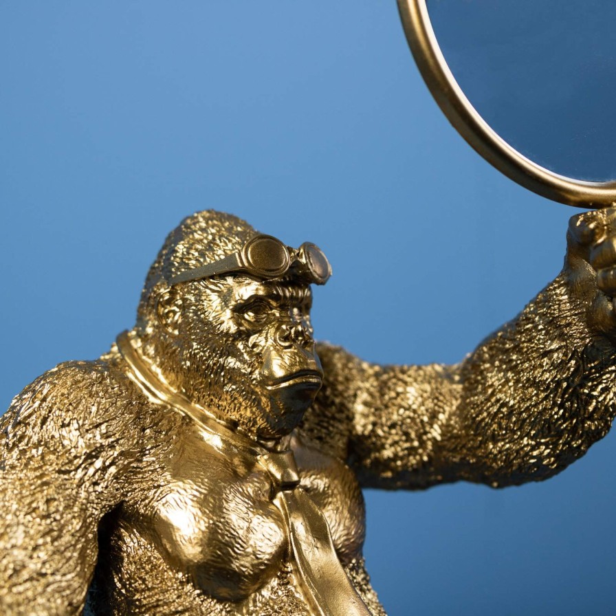 Accessoires Werns | Spiegel Affe Mirror Monkey, Gold, Polyresin, 20X18X40 Cm