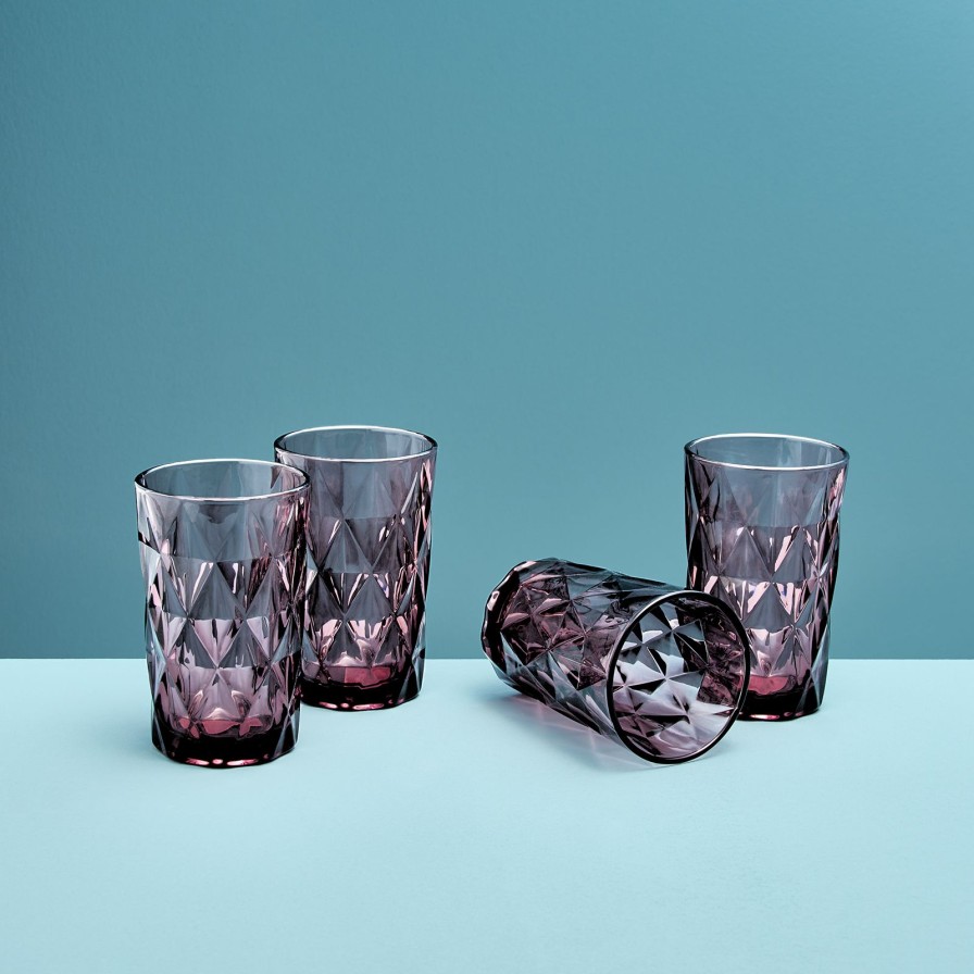 Geschirr Werns | 4Er-Set Longdrinkglas, Lila, Glas, 8X13 Cm