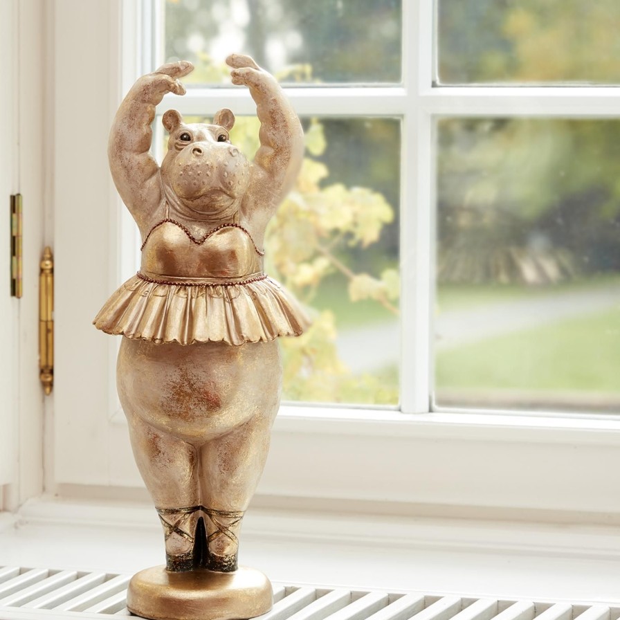 Accessoires Werns | Deko Figur Nilpferd, Hippo Ballerina, Polyresin, 18,5X18X46,5 Cm