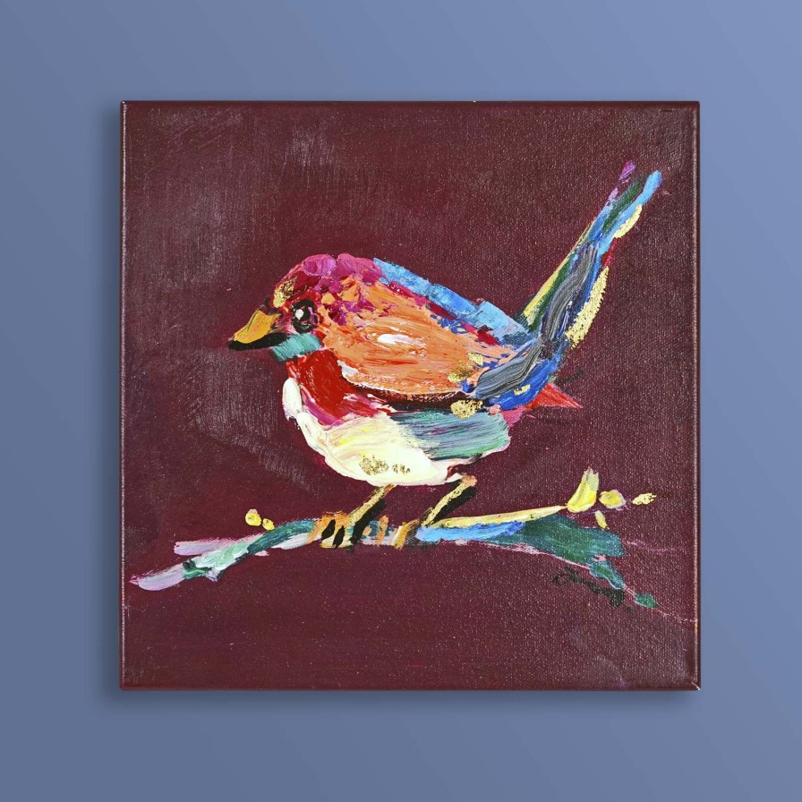 Wall Art Werns | Gemalde Vogel Birdy, Violett - Farbe: Lila