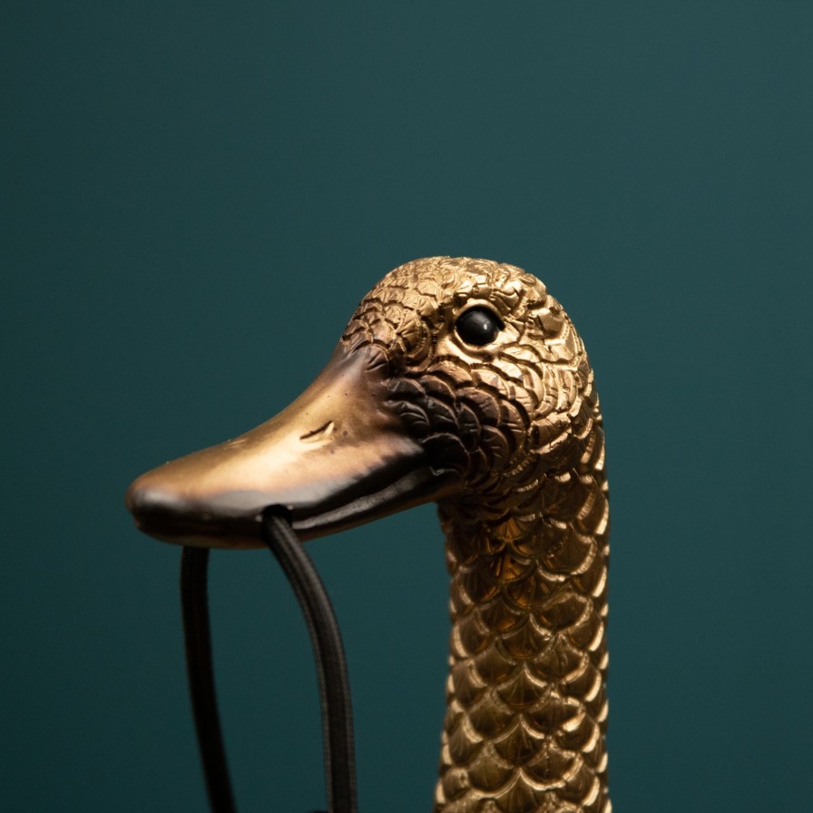 Tierleuchten Werns | Tischleuchte Ente Son Of A Duck, Gold, Polyresin, 18X23X44 Cm, E27