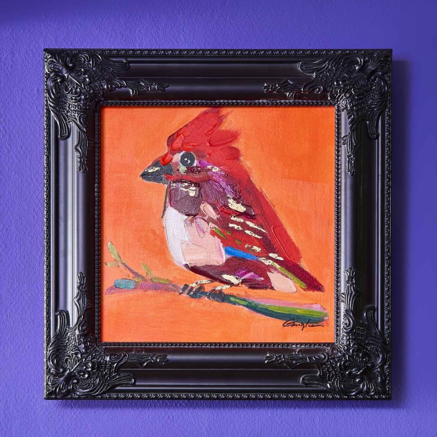 Wall Art Werns | Gemalde Vogel Birdy, Rot-Orange - Farbe: Rotorange