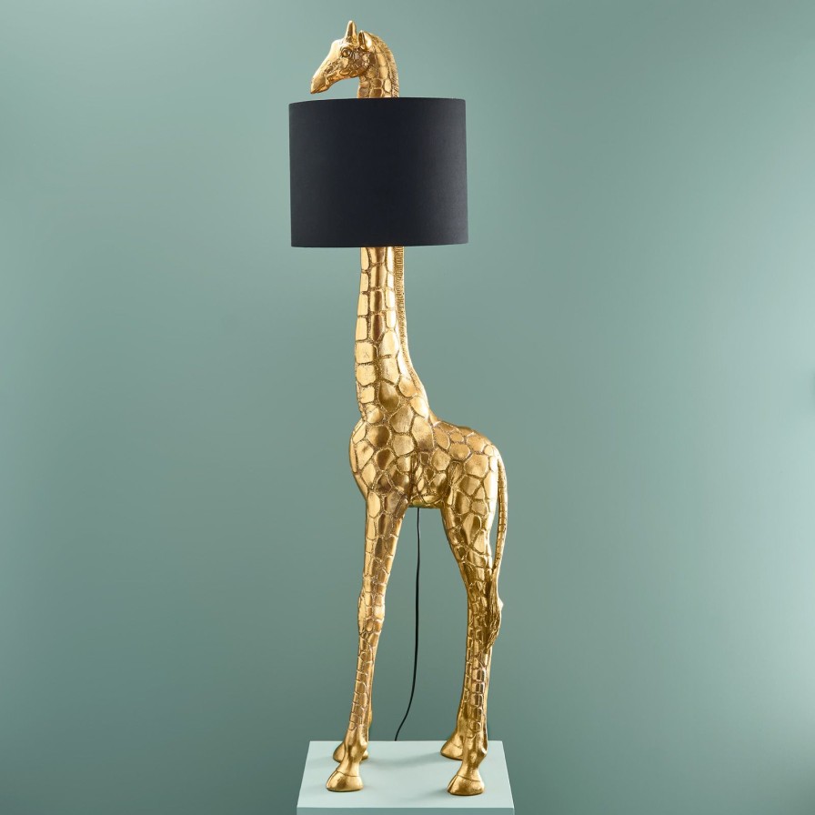 Tierleuchten Werns | Stehleuchte Giraffe Gigi Junior, Gold/Schwarz, Polyresin, E27, 43,5X35X146 Cm