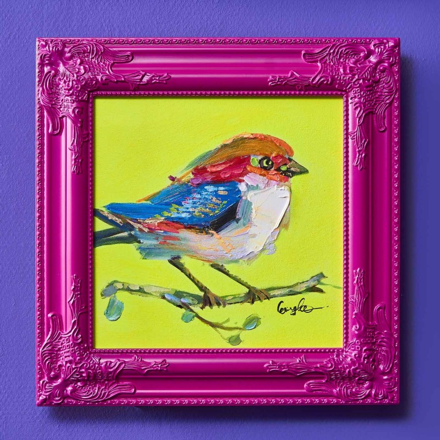 Wall Art Werns | Gemalde Vogel Birdy, Neongelb - Farbe: Neongelb