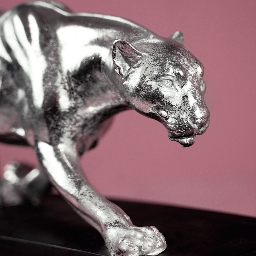 Tierleuchten Werns | Tischleuchte Panther Baghiro, Silber, Polyresin, 60,5X14,5X38,5 Cm, E27