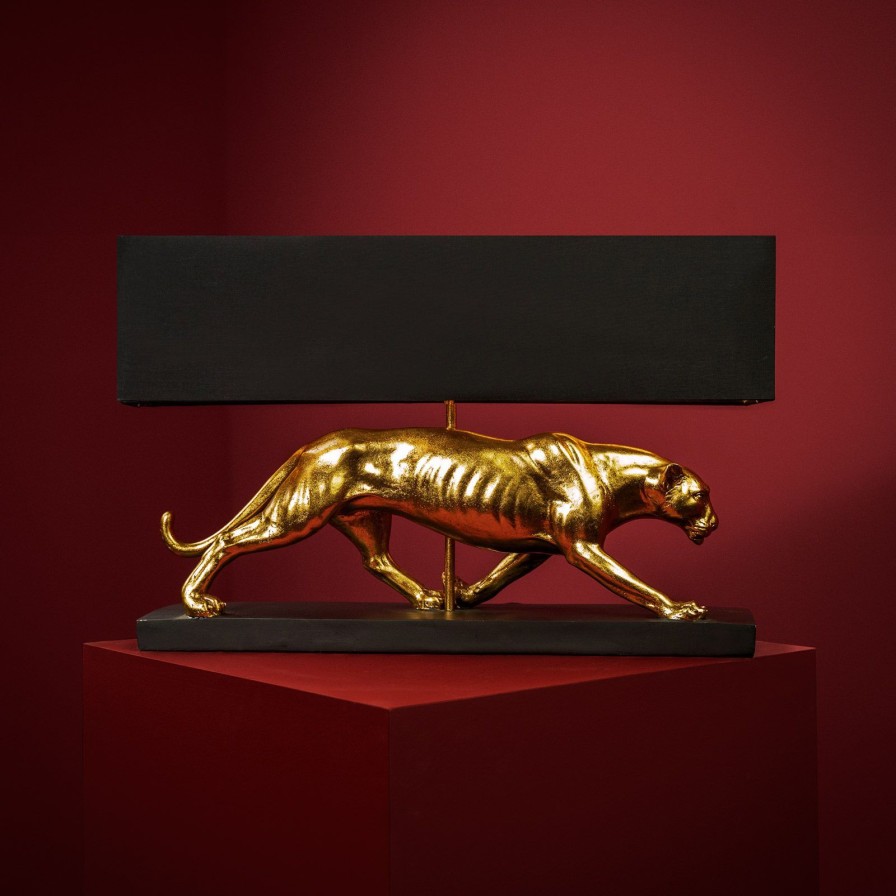 Tierleuchten Werns | Tischleuchte Panther Baghiro, Gold, Polyresin, 60,5X14,5X38,5 Cm, E27