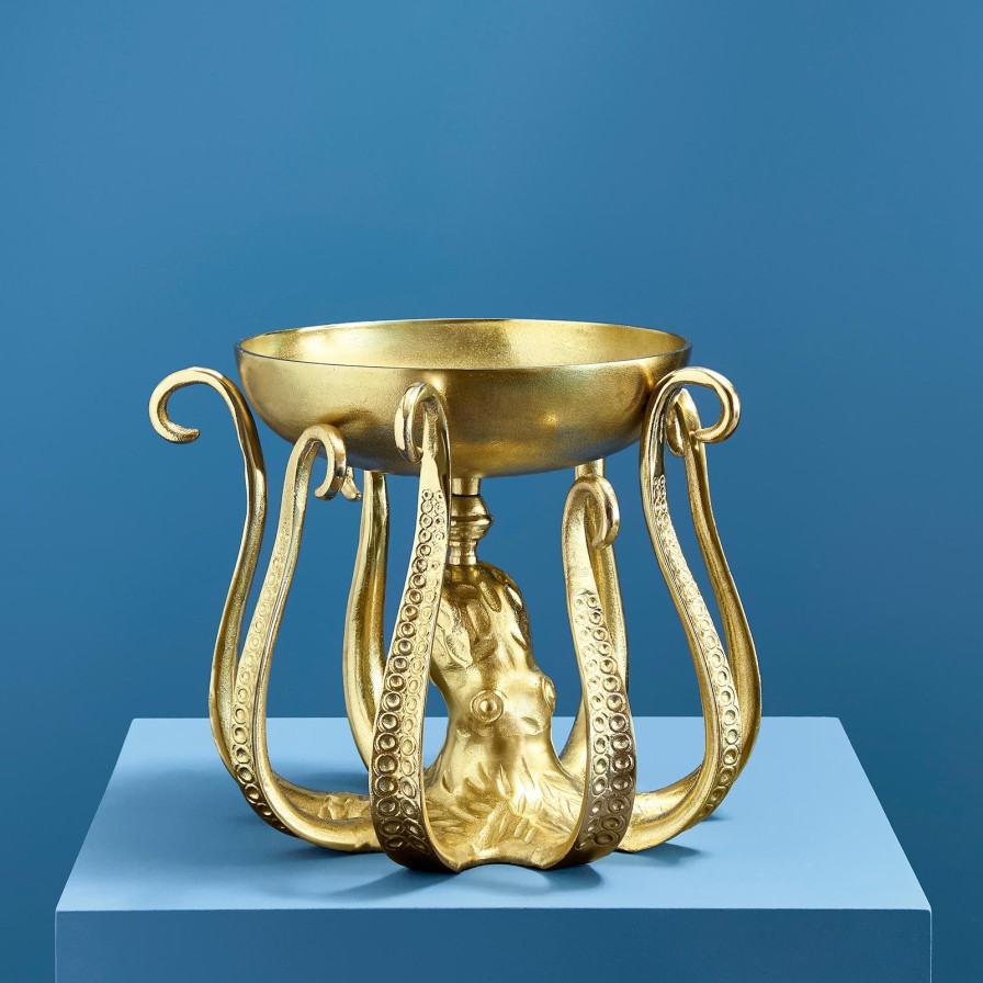 Accessoires Werns | Schale Octopus, Gold, Aluminium, 40X29 Cm, Nicht Lebensmittelecht